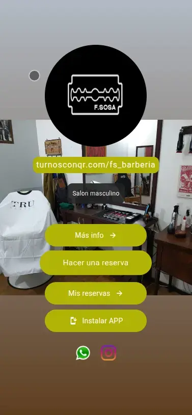 Página de F. Sosa Barbería en TurnosConQR