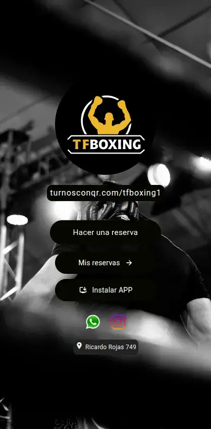 Página de TFBoxing en TurnosConQR