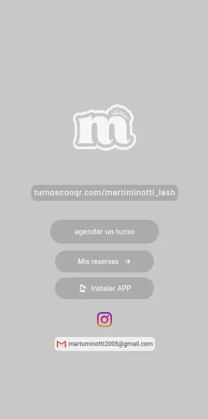 Página de Martiminotti Lash en TurnosConQR
