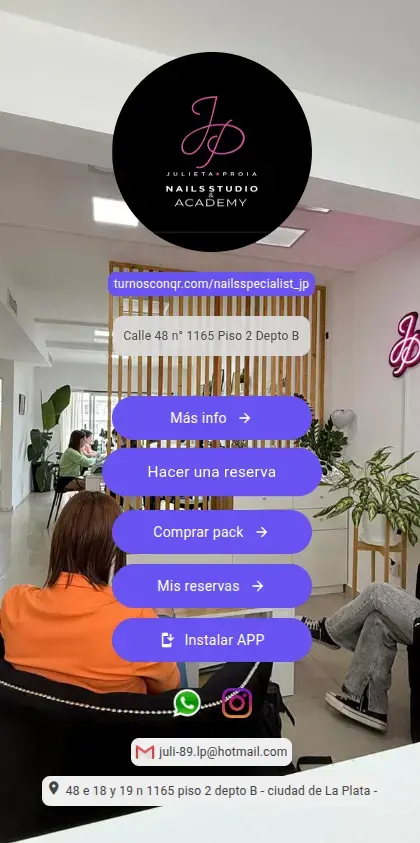 Página de Julieta Proia Nails Studio en TurnosConQR