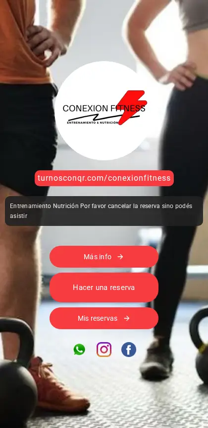 Ejemplo de página de reservas de un cliente de TurnosConQR